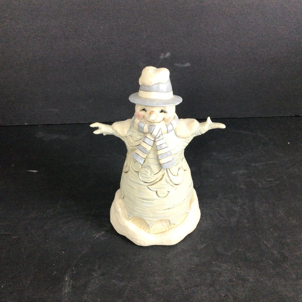 Jim Shore Ceramic Snowman Figurine with Hat and Scarf